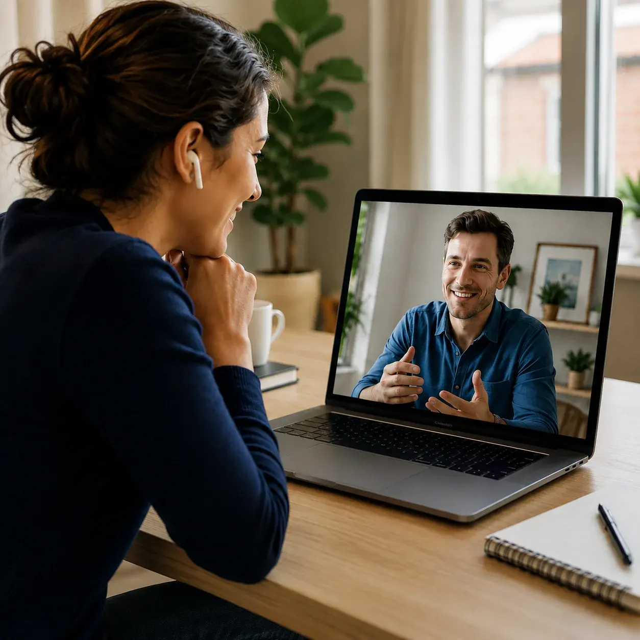 A person having a supportive video call with a WorkDisputes team member